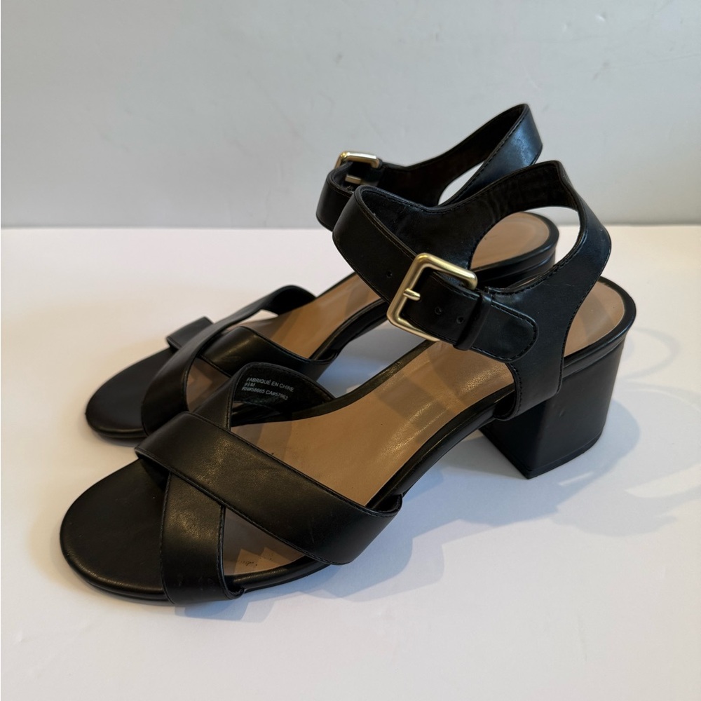 Nordstrom - Elegant Black Women's Chunky Heel Sandals size 9.5